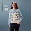 Langzi Merino Wool Round Neck Intarsia Knit Sweater