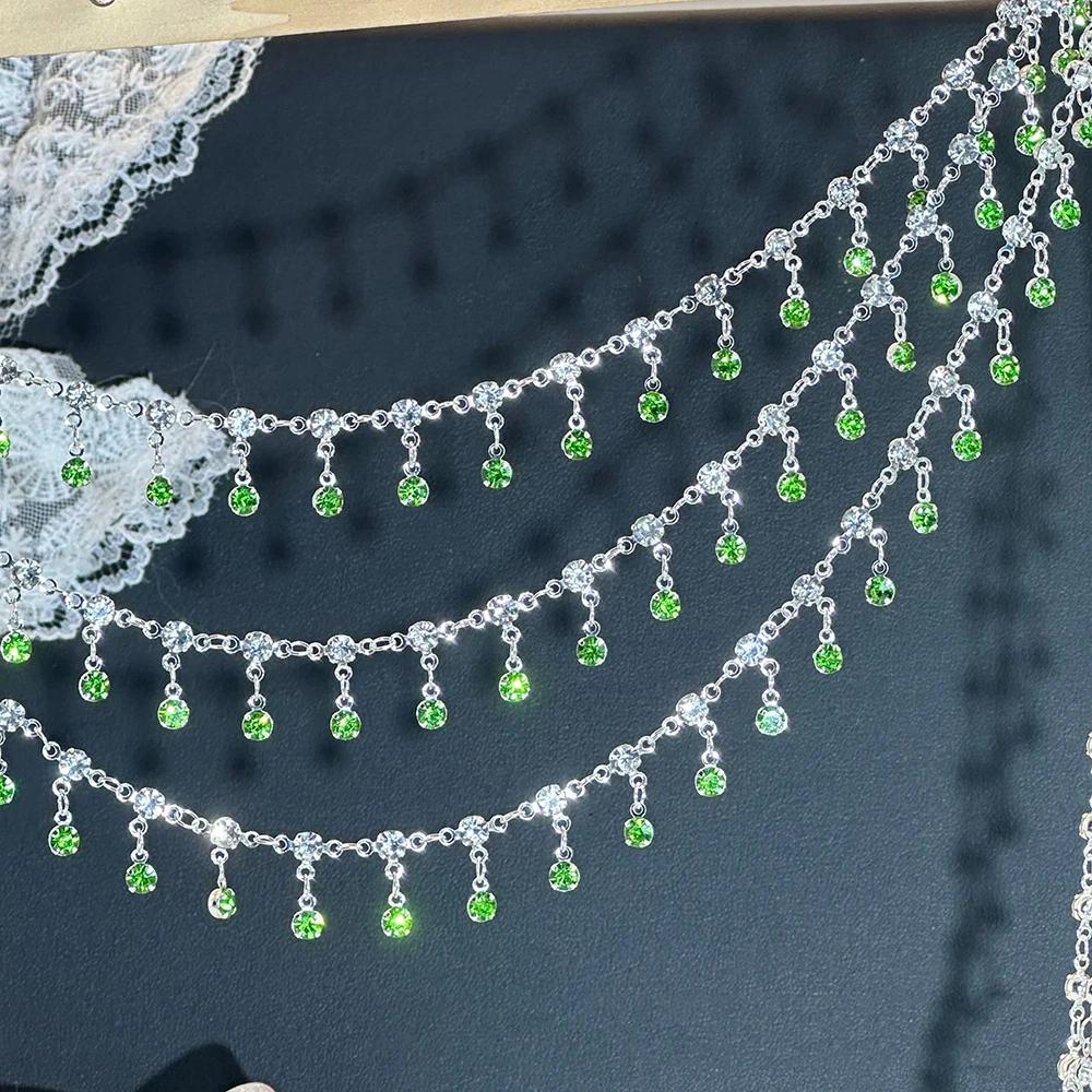 0.5M 1M Shiny Colorful Crystal Charm Taseel Beads Copper Chain DIY Necklace Bracelet Beaded Chains Women Jewelry Making Supplies