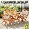 Garden Furniture Set Acacia Wood Seating Group 5-Piece Foldable Table with 4 Folding Chairs Slatted Design