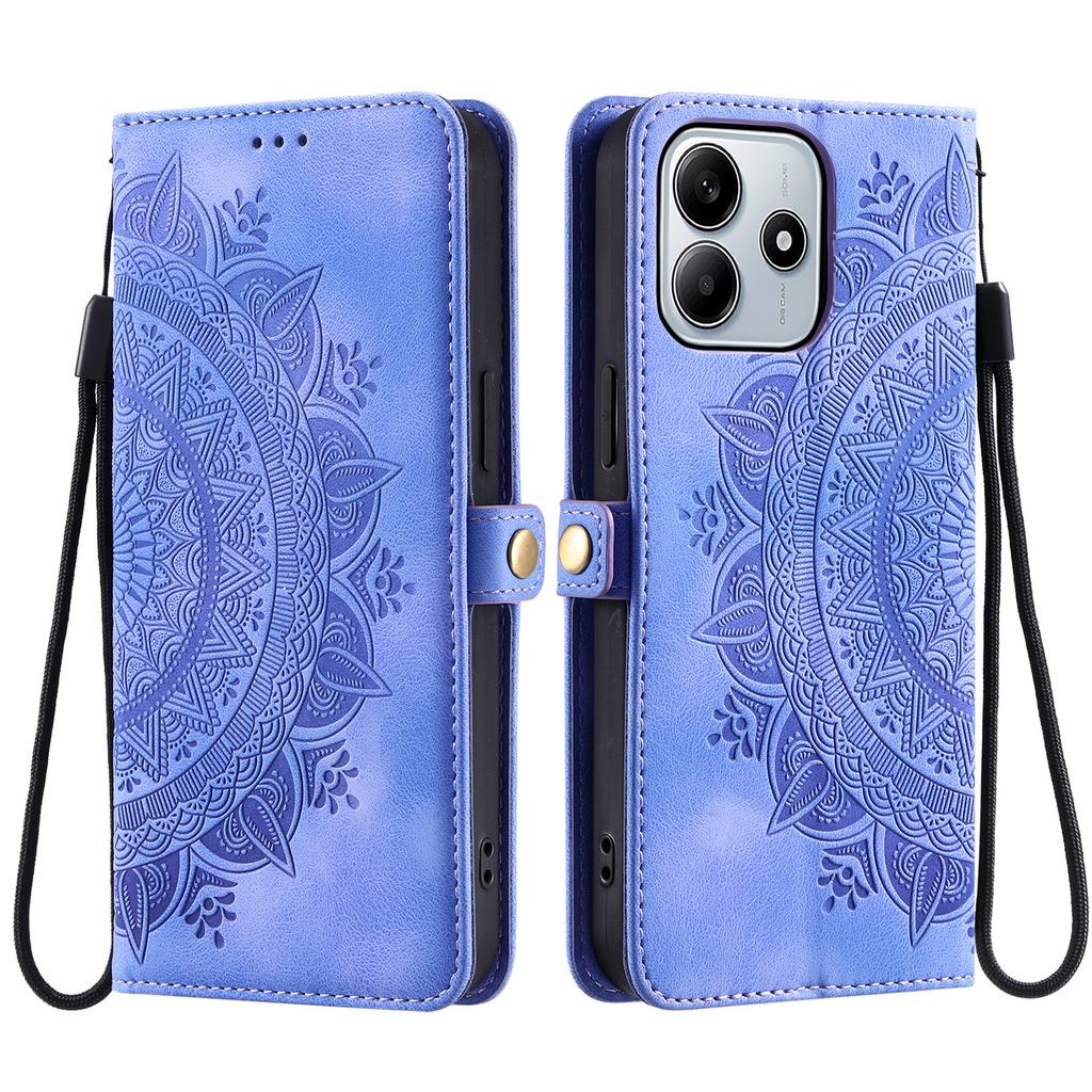 For Xiaomi Redmi Note 14 4G (163.25x76.55x8.16mm) Wallet Case Leather Phone Cover Skin Feel Totem Imprinted