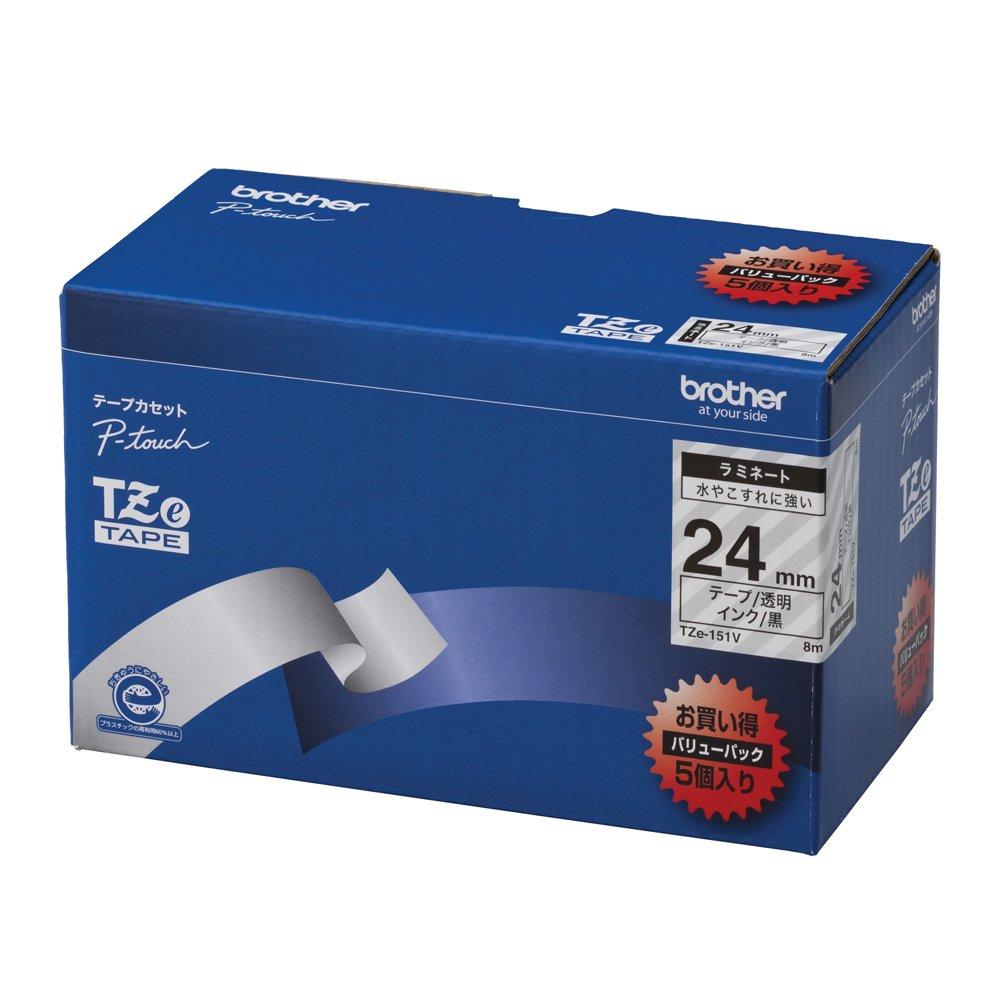 

Peatouch laminating tape width 24mm [brother genuine] TZe-151V (black letters/transparent)