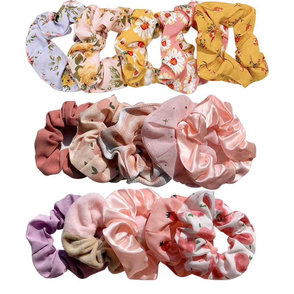 15PCS/Set Women French Elastic Hair Scrunchies For Women Hair Ties Rubber Band Hair Rope Accessories Lady Headdress 2021