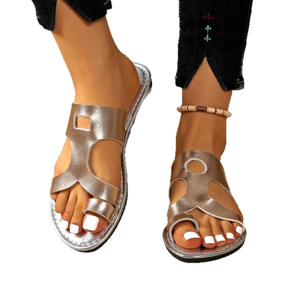 Трендовый набор сандалий-балеток для пальцев, однотонные, большого размера, повседневные, универсальные, пляжные, крутые шлепанцы