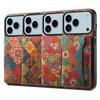 For iPhone 17 Pro Case Flower Print Leather + PC + TPU Cover with Card Holder Kickstand