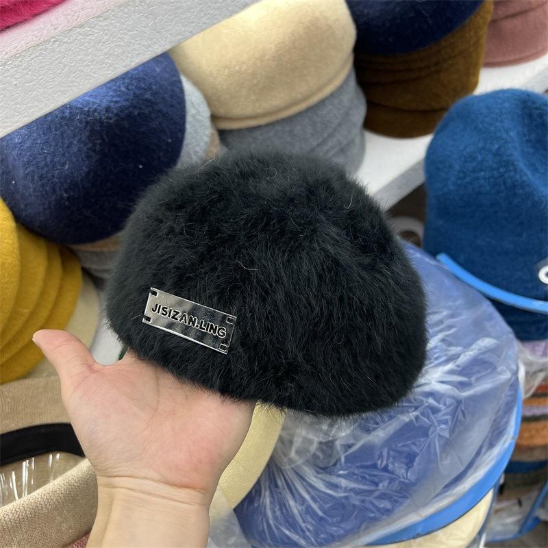 Fashion book rabbit fur forward hat women winter versatile retro reverse cap