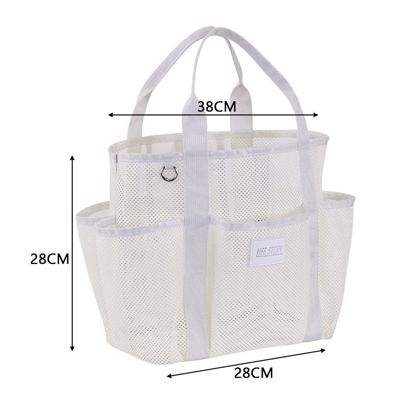 1pc Large Capacity Mesh Beach Bag Multi-pocket Foldable Toiletries Storage Bag Portable Home Swimming Bag Vacation Essentials