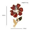 Vintage Red Glazed Flower Brooch Crystal Sunflower Corsage Female Anti-Light Neckline Pin Versatile Accessories