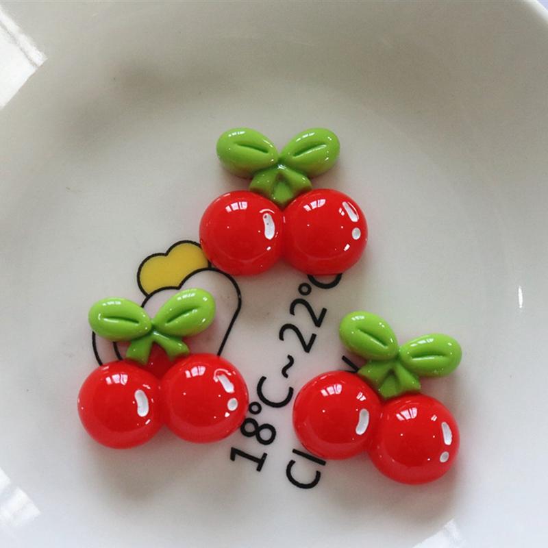 10Pcs New Cute Resin  Mini Cartoon Strawberry Cherry Grape Series Flat Back Parts Embellishments For Hair Bows Accessories
