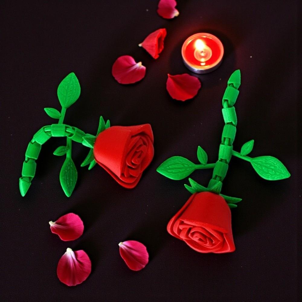 Funny Twisted Rose Ornaments Plastic Movable Joints Red Rose  Wedding Anniversary