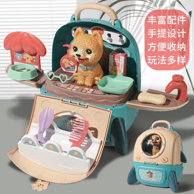 Children'S Pet Table Backpack Toys, Storage Multi-Functional Simulation Backpack Play House Cute Pet Care Bag