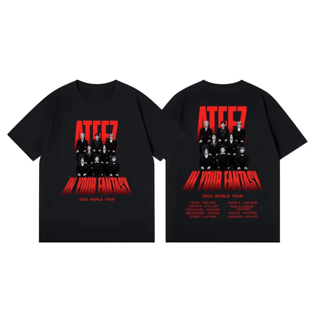 ATEEZ in Your Fantasy World Tour 2026 Graphic T Shirts Kpop Fashion Short Sleeve T-shirts Men Women Casual Loose Cotton T-shirts