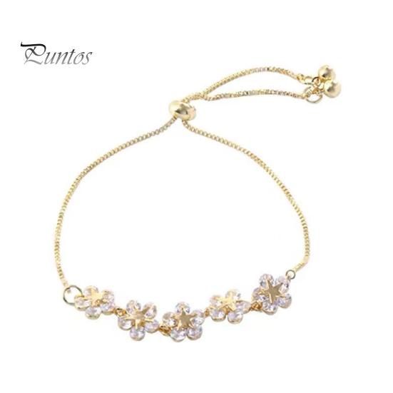 

Женский браслет со стразами в форме лепестка, регулируемый браслет в корейском стиле, браслет для отдыха, работы, повседневной носки золотистый