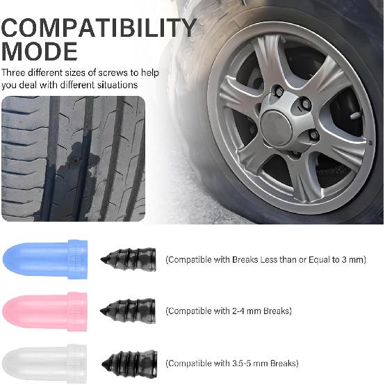100PCS Tire Screw Plug Repair Kit,Self-Service Tire Repair Kit Includes 3 Sizes Of Screw In Tires Plugs & Screwdriver For Quick Repairs,Professional