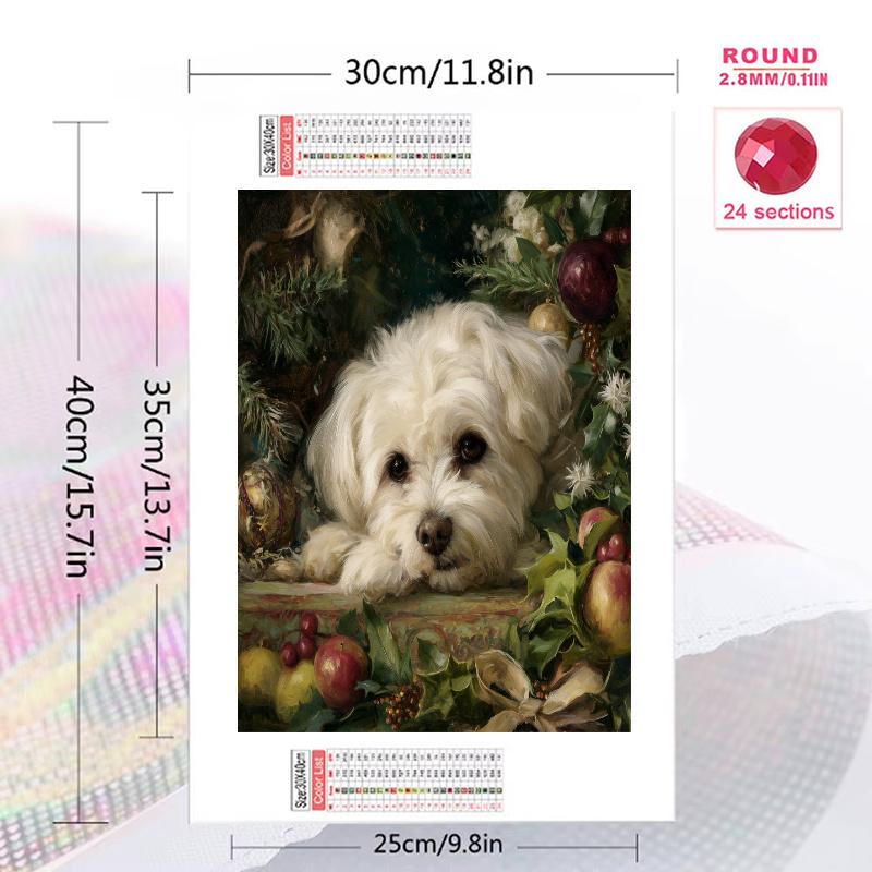 Maltese Pattern 3pcs 100% Round Full Drill 5D DIY Diamond Painting Embroidery Cross Stitch Rhinestone Décor