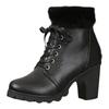 Women's Medium Heeled Thick Heeled Women's Boots Leather Boots Ankle Boots Dark Boots for Women Heel