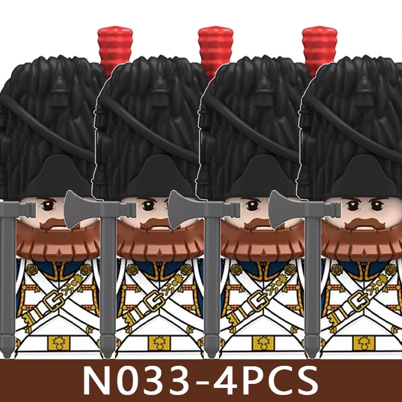 4pcs Medieval Castle Knight Building Blocks MIlitary Napoleon Soldier Figures War Army Legion Accessories Imperial Navy Bricks Toys