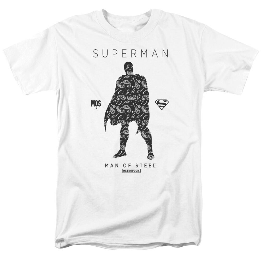 26 Superman Paisley Silhouette T Shirt Licensed Comic Book Movie Tee White Unisex T-Shirt XL