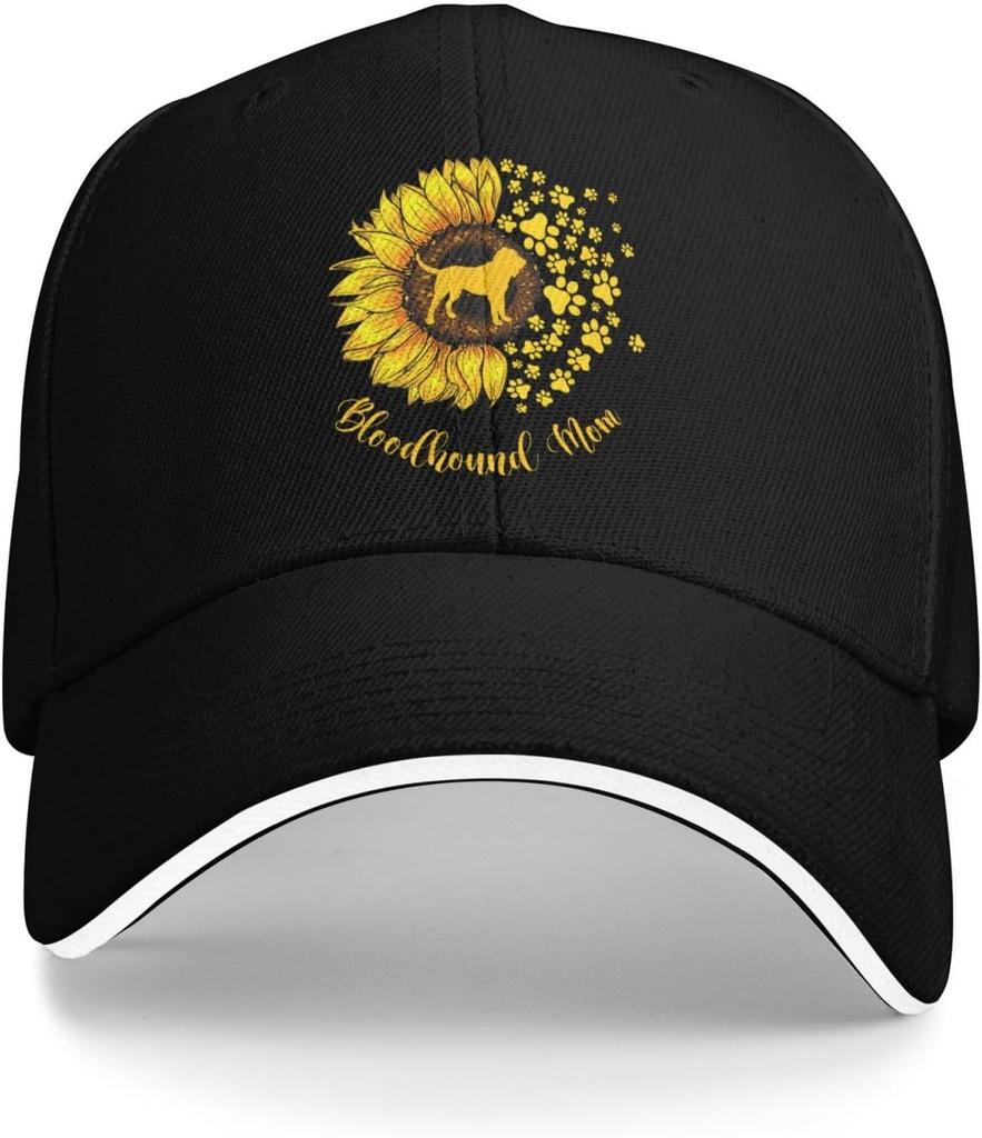 Bloodhound Mom Sunflower Dog Lover Baseball Cap Polyester Adjustable Casual Sun Hat for Unisex