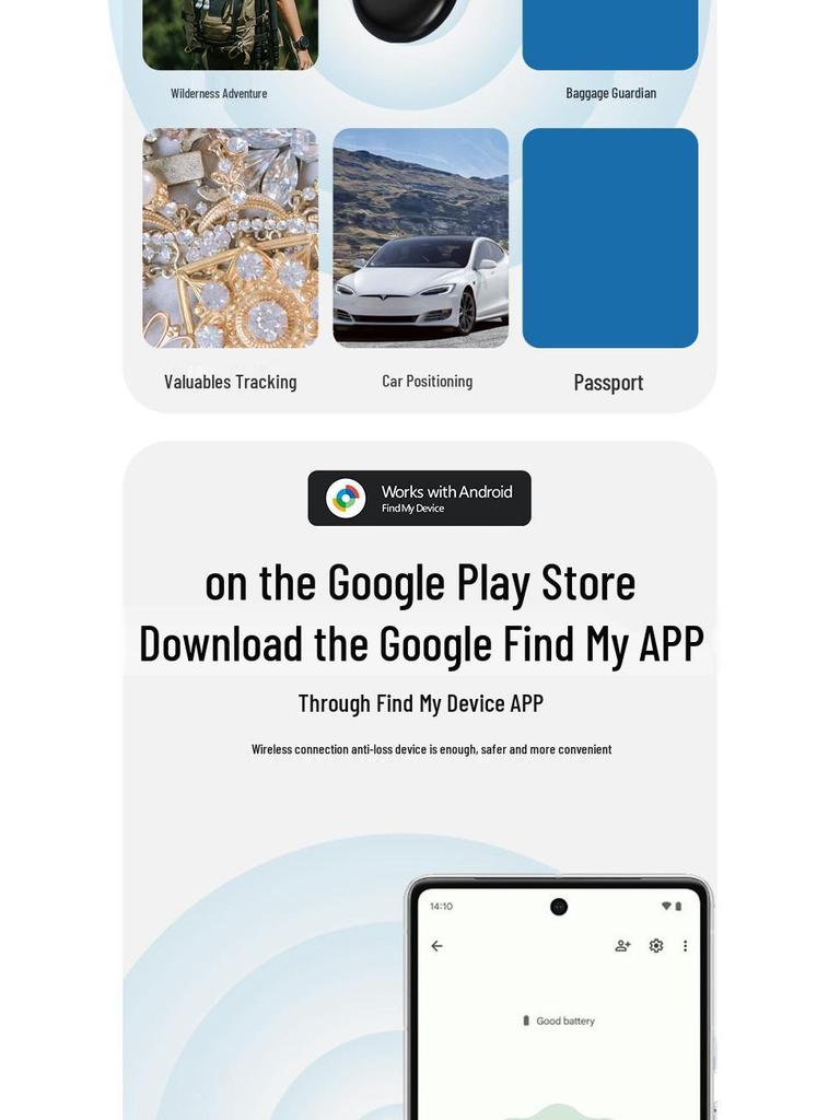 Google Remote GPS Tracker - Anti-Lost System for Phone, Car Key, Wallet