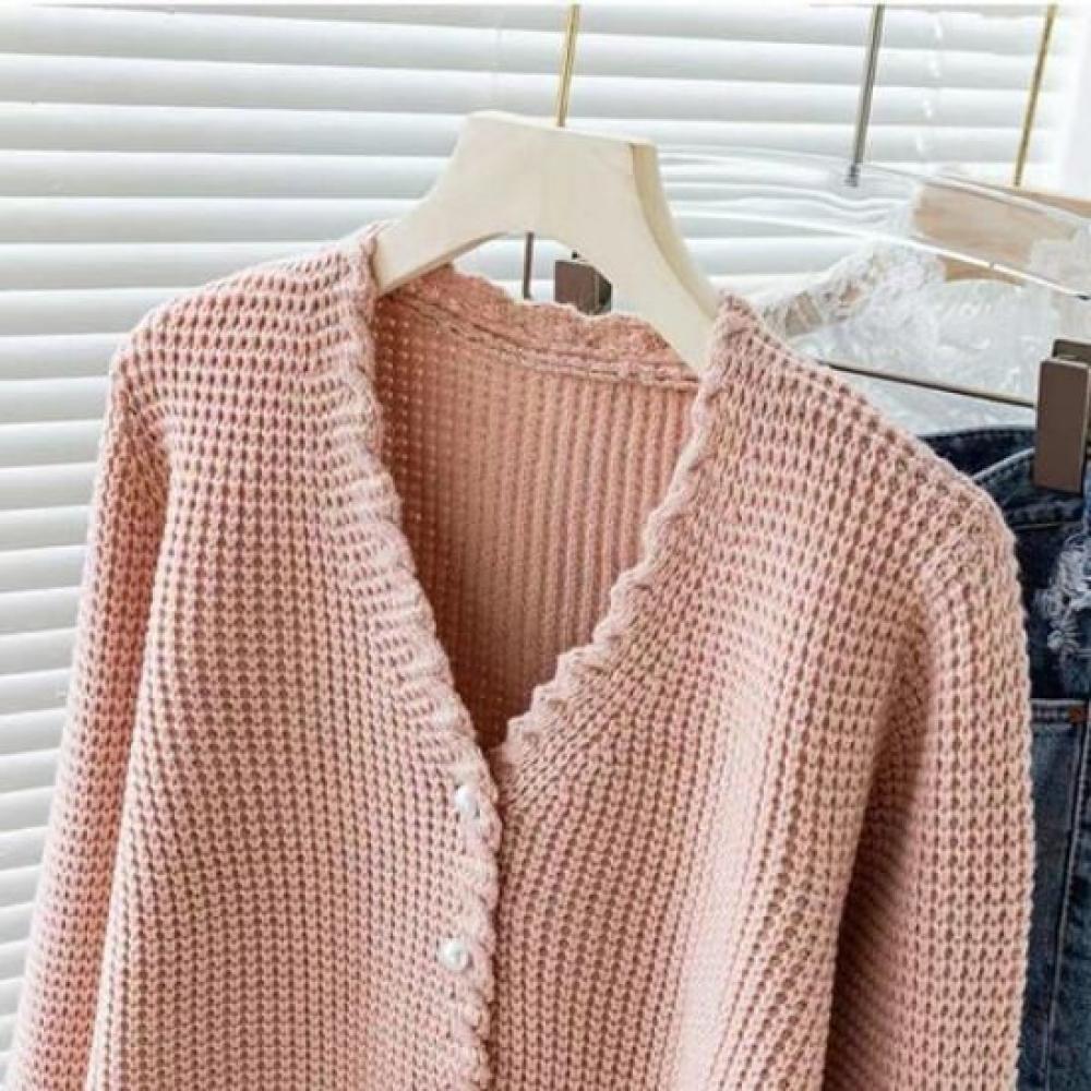 NaVaVa Women LoVely Solid V Neck Crop Long sleeVe Knit Cardigan Nk2656