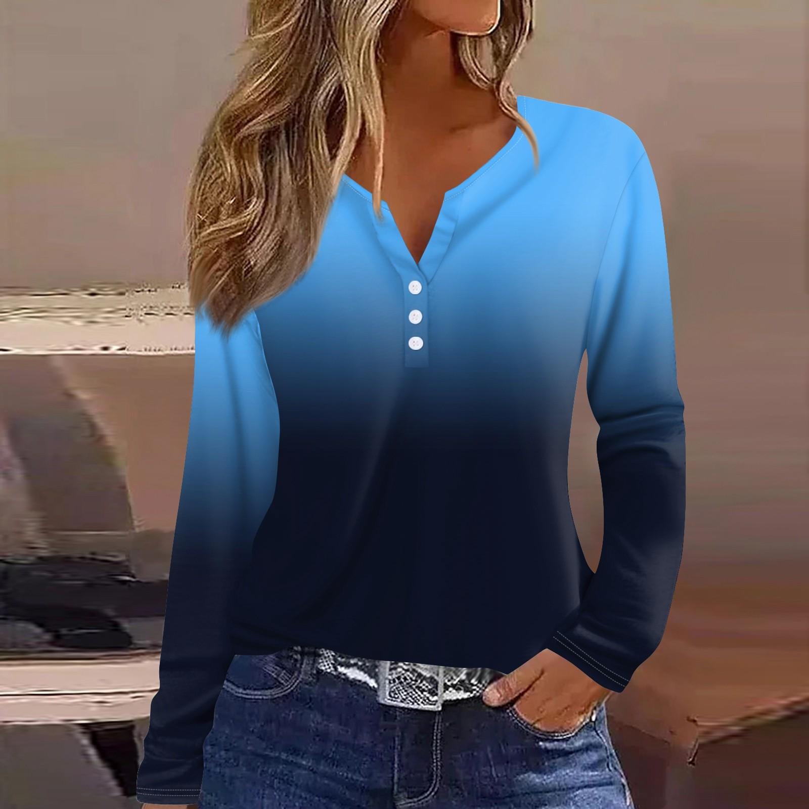 

Жен. Футболка Футболка на пуговицах с длинным рукавом Повседневные Выходные Мода Классический Топ с v-образным вырезом Обычный S