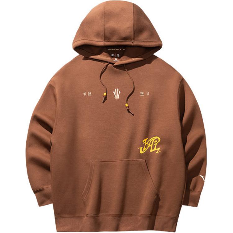 Anta Unisex Trend Embroidered Hooded Knit Sweatshirt Caramel 172511707-2 M