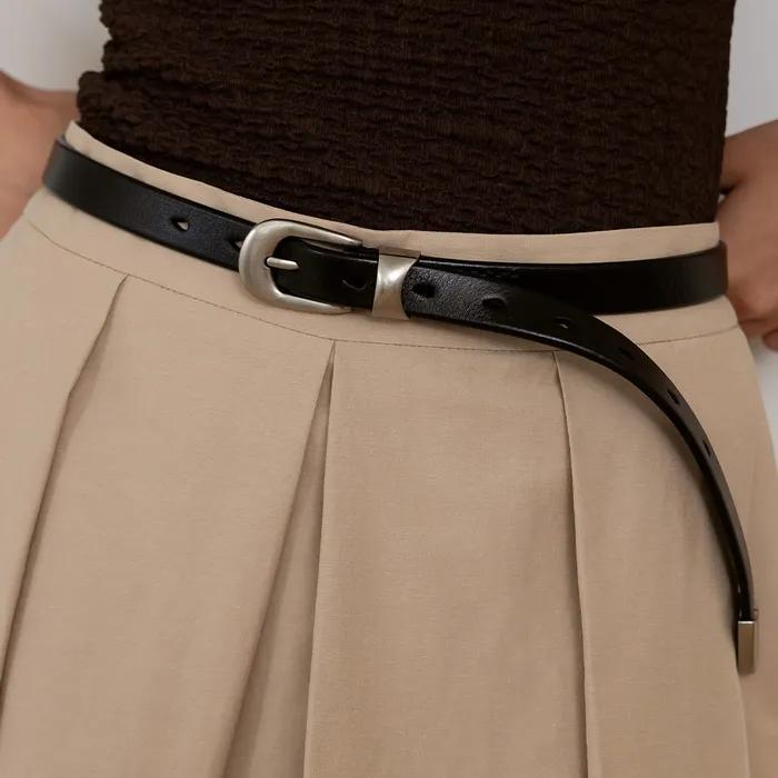 BT8057 Western Metal Loop Cowhide Belt 18mm
