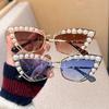 Cat Eye Sunglasses Women Designer Fashion Sexy Metal Frame UV400 Sun Glasses Cateye Shades Diamond Ladies Eyewear