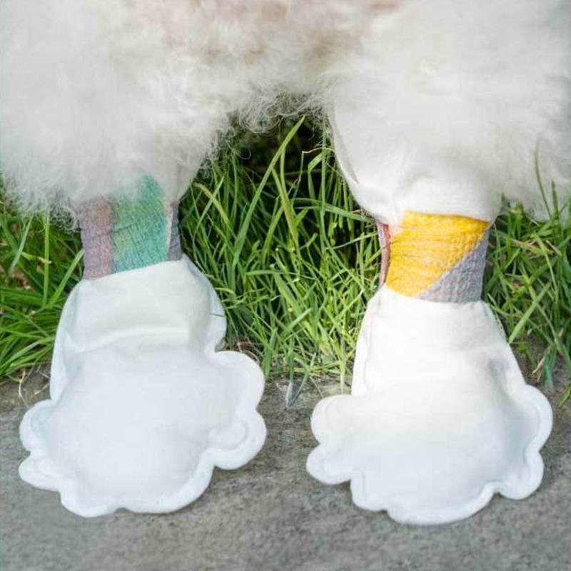 20PCS Pet Disposable Foot Covers Dog Non-woven Socks Cats Dogs Paw Protection Anti-Dirty Breathable Shoes with 1roll Bandage
