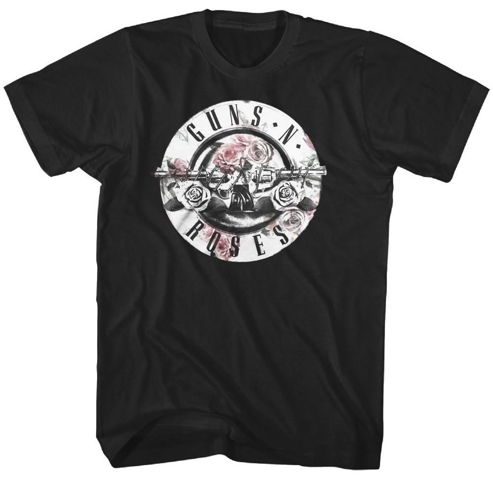 

Guns N Roses Floral Fill Bullet Logo Mens T Shirt Music Classic Band Tee Black Unisex T-Shirt S