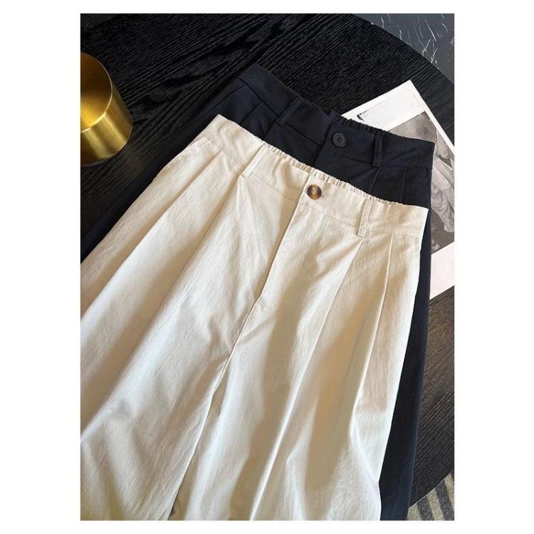 Pantaloni de vară largi cu talie înaltă și picior lat pentru femei scunde, spălați, cu talie înaltă, casual, cu picior drept, pantaloni de lucru