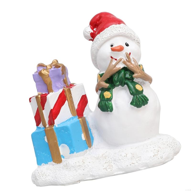 62KD Festival Resin Snowman Decors Gift Box Figurine for Christmas Decoration