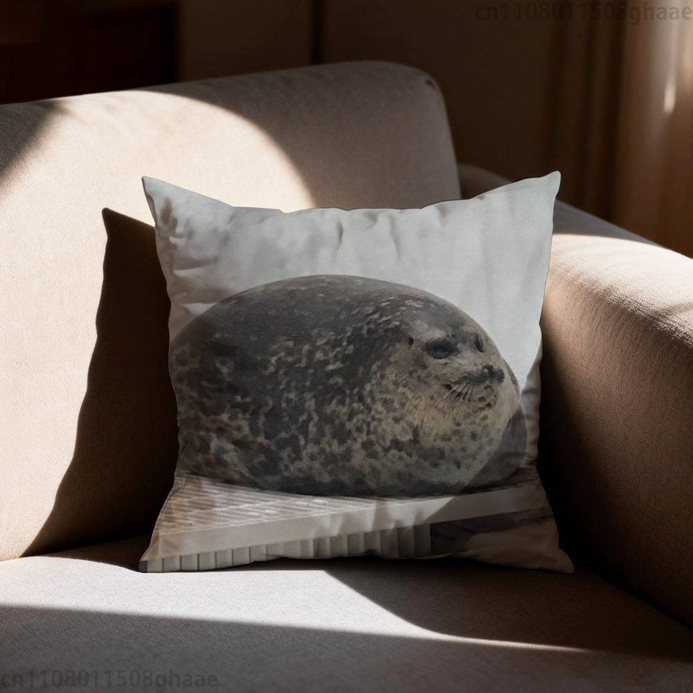 Säl Hav Söt Rolig Kuddfodral Soffa Vardagsrum Sovrum Sänggavel Ryggstöd Kudde Fyrkantig Kudde Sovtid
