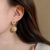 Silver Needle Diamond Pearl Geometric Earrings Retro Light Luxury Premium Earrings Niche Versatile Design Earrings