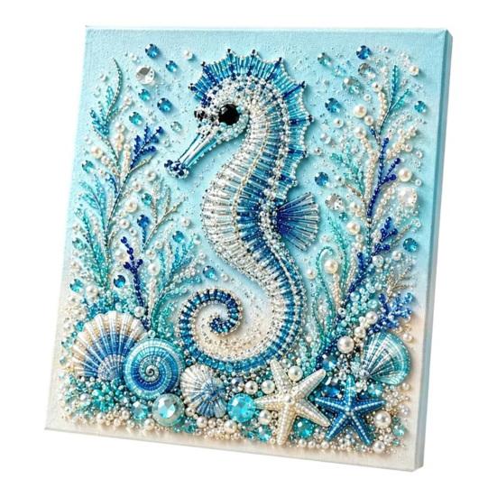Easy Faux Pearl Crafting Project Ocean Painting Kit, Marine Life 3D Art DIY Beginner Friendly Kit Sea Turtle Fish Picture Craft Set for Adults,