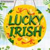 2D Flat Aluminum St. Patrick's Day Lucky Irish Round Aluminum Sign, Metal Hanging Plaque with Shamrock & Ribbon Design, Yellow and Green Irish Themed