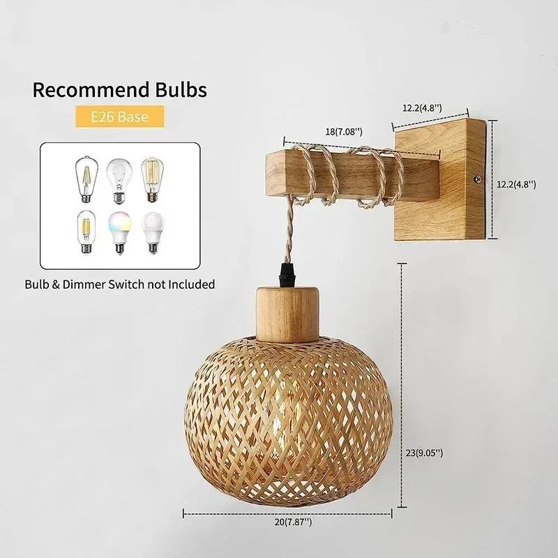 Wall Lights with E27 Base Type Bamboo Rattan Wicker Design Chandeliers Apply for Home Decorative Wall Lamps Fixtures Handcraft