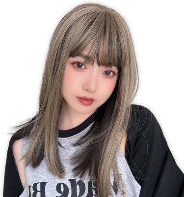 Brightlara Women's Medium Full Wig with Bangs, Inner Color, Blonde, and Bangs (hf1780-TRQ)