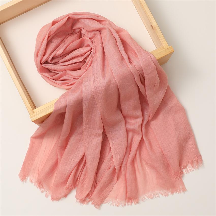 Foreign Trade Silk Scarf Cotton And Linen Headscarf Women'S Spring And Summer Solid Color Japanese And Korean Scarf Sun Protection Warm Shawl Hair