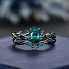 s/Set Fashion Black Gold Color Green Rhinestone Zircon Rings For Women Full Crystal Rings Wedding Engagement Jewelry Gifts