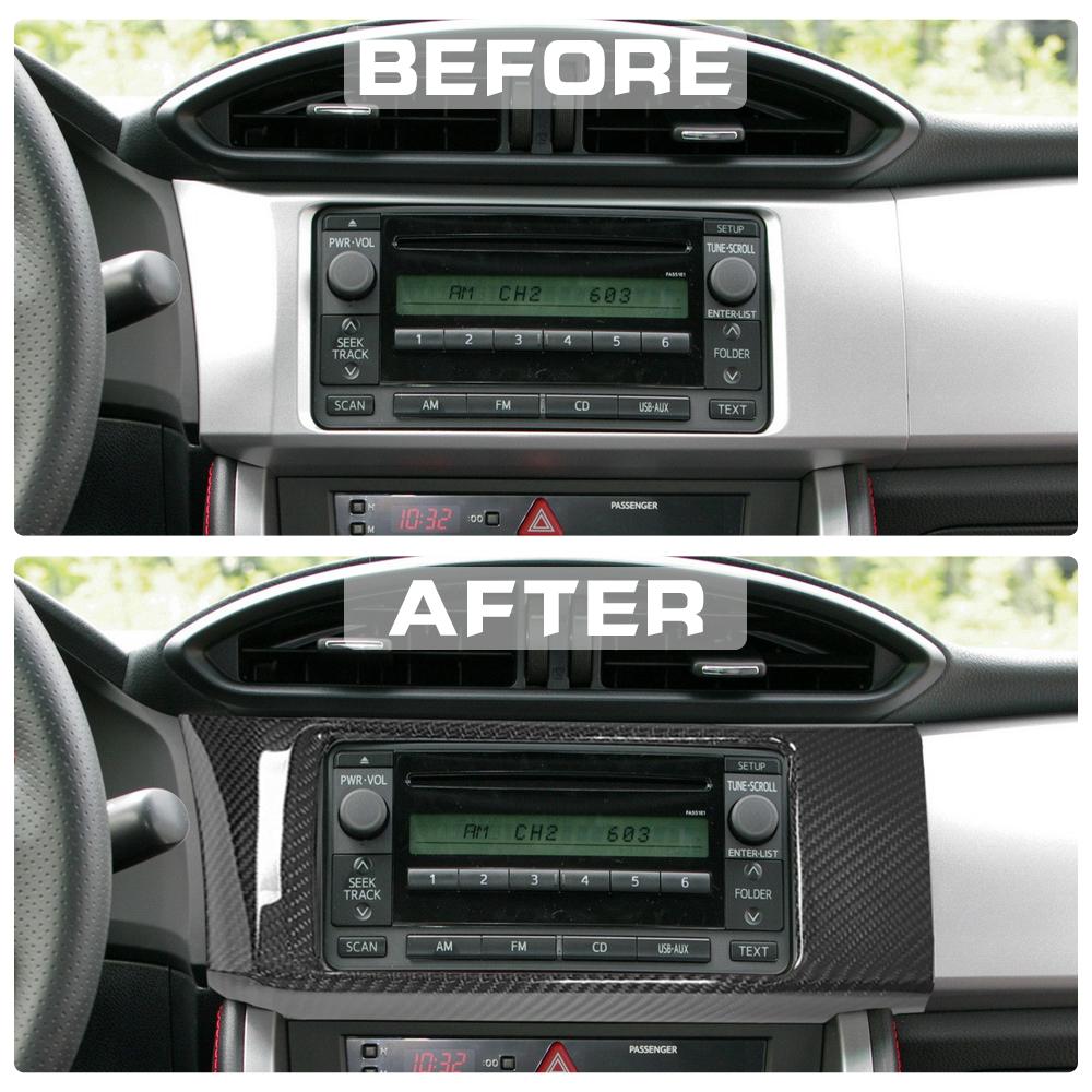 Real Carbon Fiber Console Central CD Player Cover Trim Panel Frame For Toyota GT86 For Subaru BRZ 2012-2020