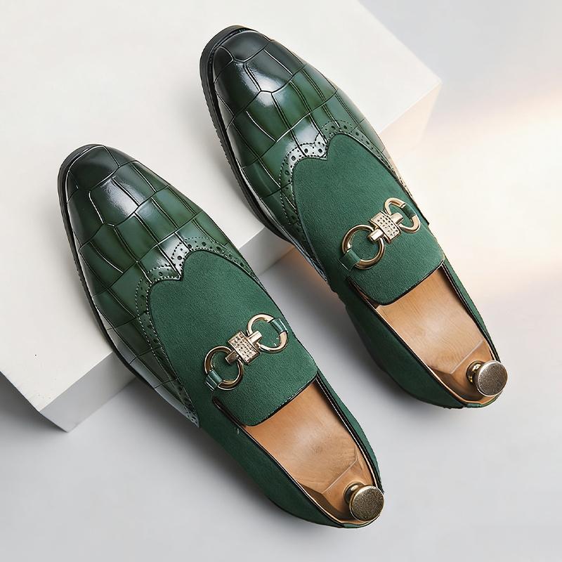 Men's Formal Leather Shoes British Style Slip On Loafers Pointed Toe Breathable Non-Slip Business Elegant Dress Wedding Office