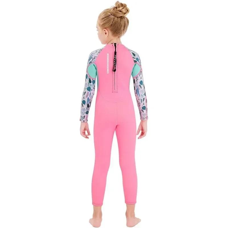 Girls Wetsuit Diving Suit 2.5MM Neoprene  Swimsuit  Long Sleeve  Surfing Jellyfish Clothing Swimwear for Cold Water