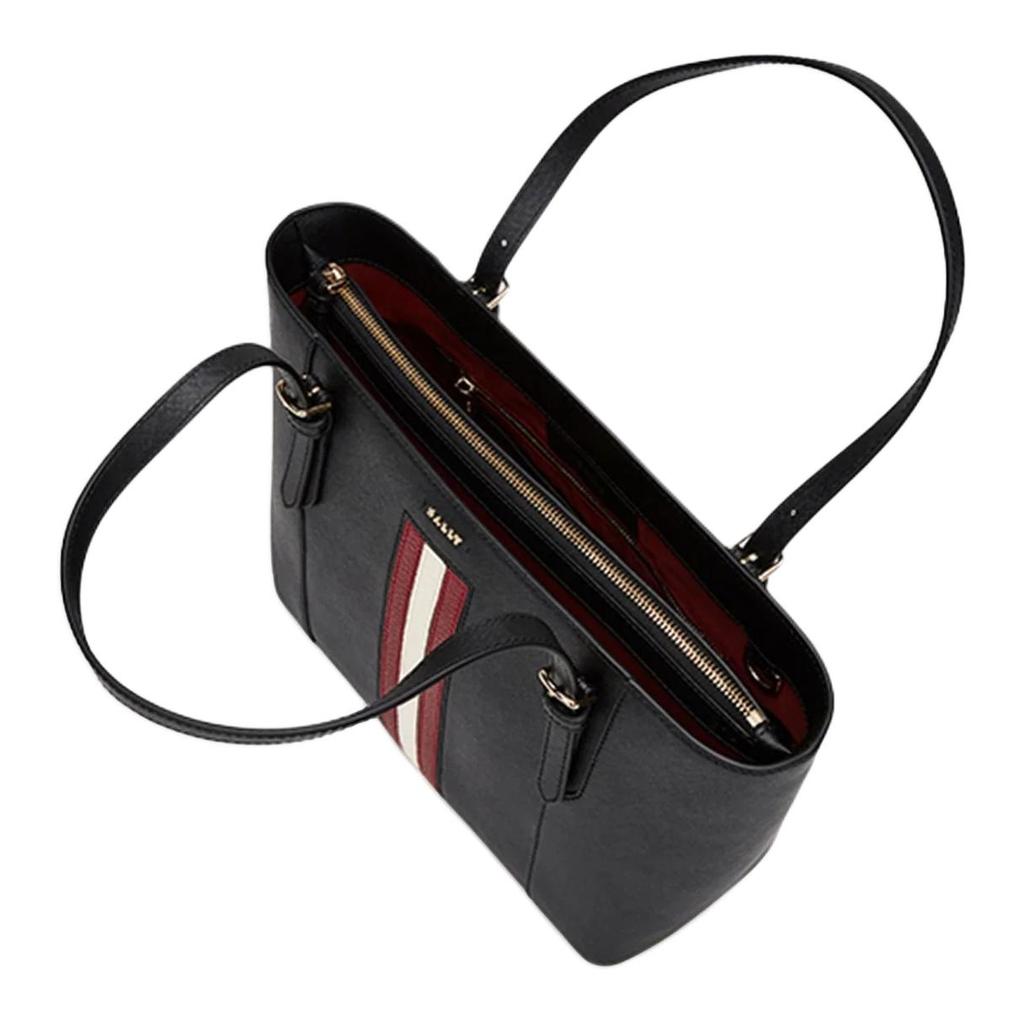 Bally Letter Logo Red And White Striped Leather Tote Shoulder Bag Medium Women handbags Black 6238353