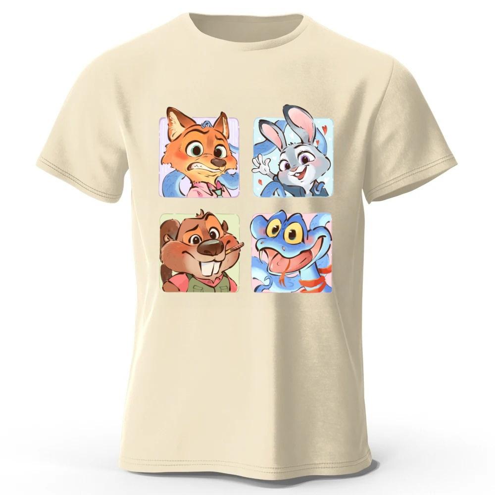 Crazy Zootopia 2 Couple Themed Pure Cotton Tshirt Menwomen Daily Casual Soft Highquality Plus Size Sports Short Sleeved Shirt