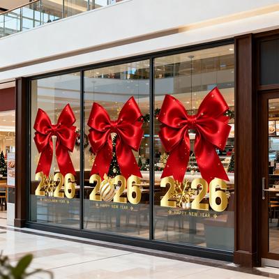 Happy New Year! Decorative Window Display Door Electrostatic Stickers