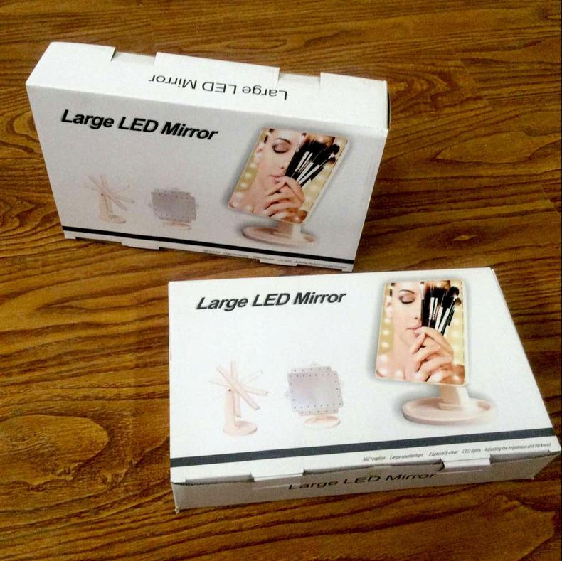 360° Rotating LED Vanity Mirror with Touch Sensor, 16/22 Lights, and Desktop Storage