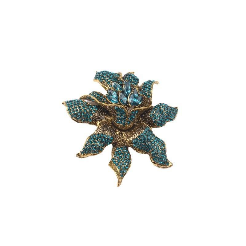Vintage Orchid Water Diamond Brooch With Electroplated Alloy For Women And Men Fashion Accessory