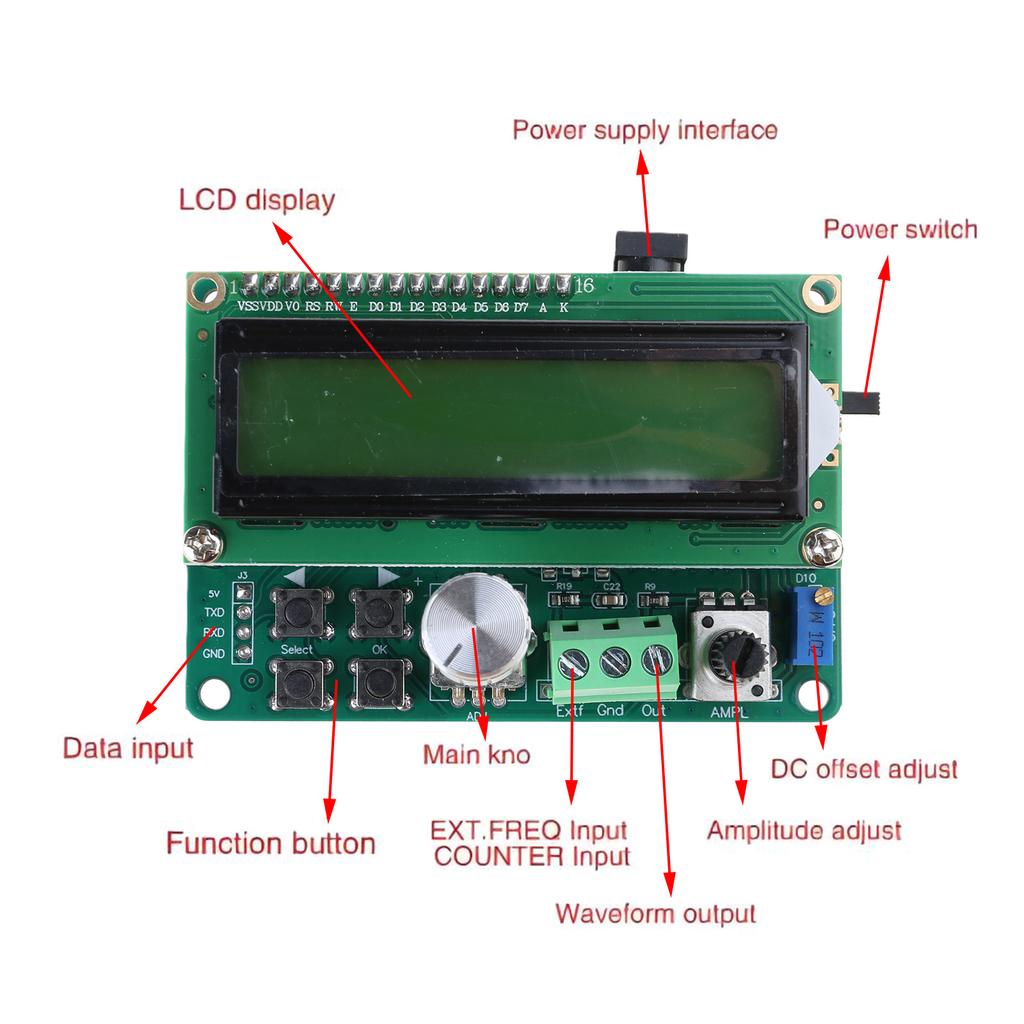 DDS Function Signal Generator Module Signal Device Clear LCD Display 0.01hz ~ 50khz Frequency