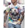 Men's 3D Skull Print T-Shirt Casual Short Sleeve Summer Tee Graphic Design Comfortable Polyester Outdoor Sports & Fitness, Skull T Shirt